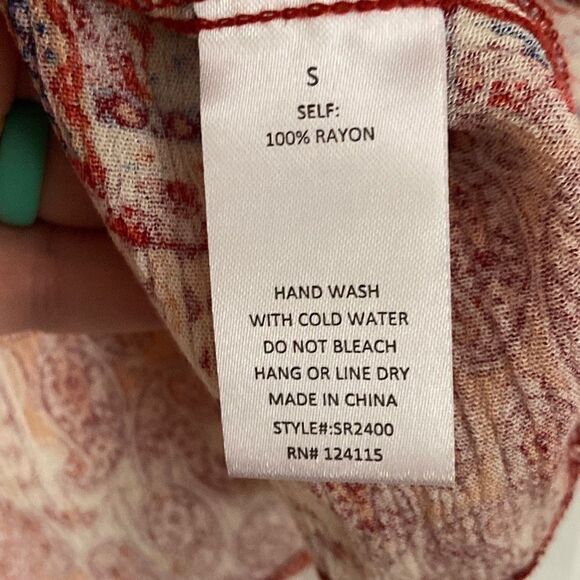 Sophie Rue Red Orange Blue Boho Paisley Patterned Flowy Tank Top Size Small - Picture 5 of 5